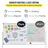 VEVOR Mobile Dry Erase Board Magnetic Whiteboard w/ Stand 60 x 90cm Double Sided