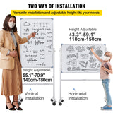 VEVOR Mobile Dry Erase Board Magnetic Whiteboard w/ Stand 60 x 90cm Double Sided - 45-Degree Angle