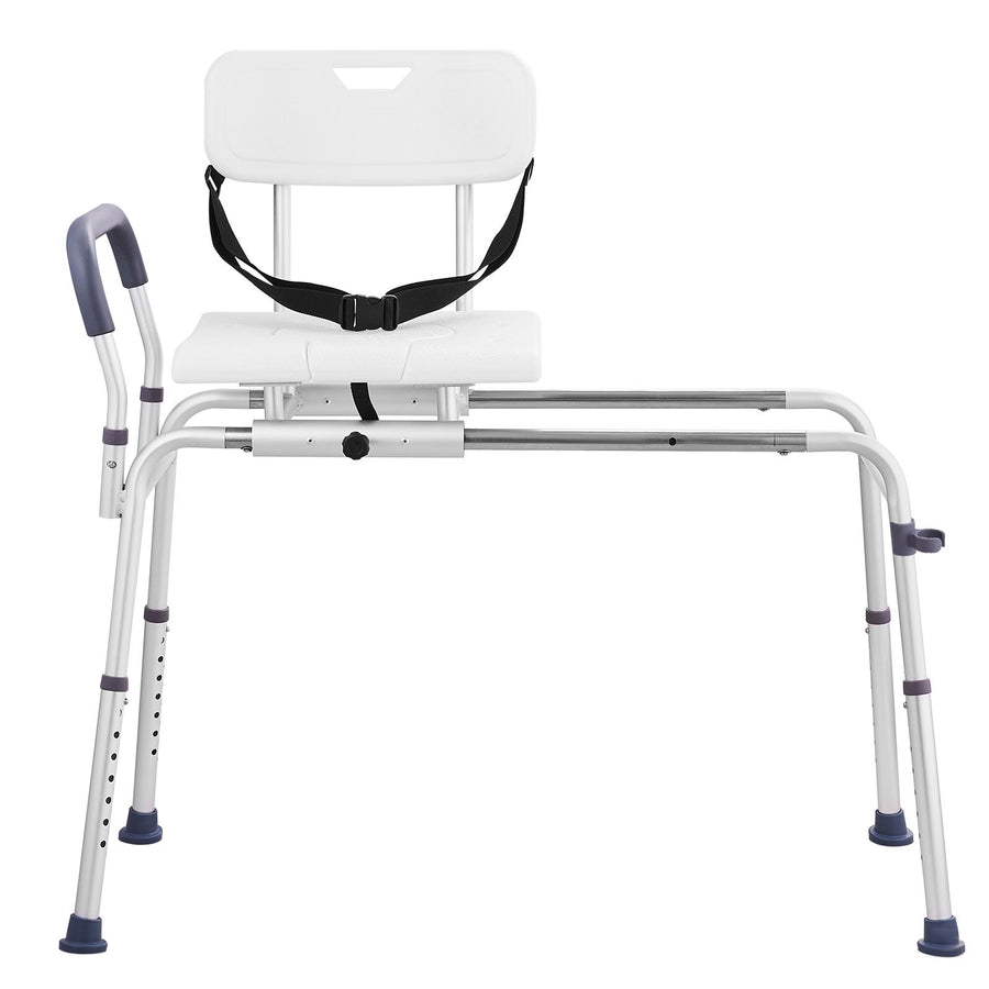 Sliding Tub Transfer Bench Shower Chair & Cut-Out Seat Reversible Backrest