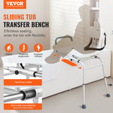 VEVOR Sliding Tub Transfer Bench Shower Chair & Cut-Out Seat Reversible Backrest - Front View