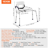 VEVOR Sliding Tub Transfer Bench Shower Chair & Cut-Out Seat Reversible Backrest - Close-Up Angle