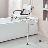 VEVOR Sliding Tub Transfer Bench Shower Chair & Cut-Out Seat Reversible Backrest - Low Angle