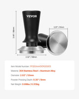 VEVOR 51mm/53mm/58mm Espresso Tamper Stainless Steel Coffee Tamper with Spring - Close-Up Angle