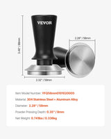 VEVOR 51mm/53mm/58mm Espresso Tamper Stainless Steel Coffee Tamper with Spring - Close-Up Angle