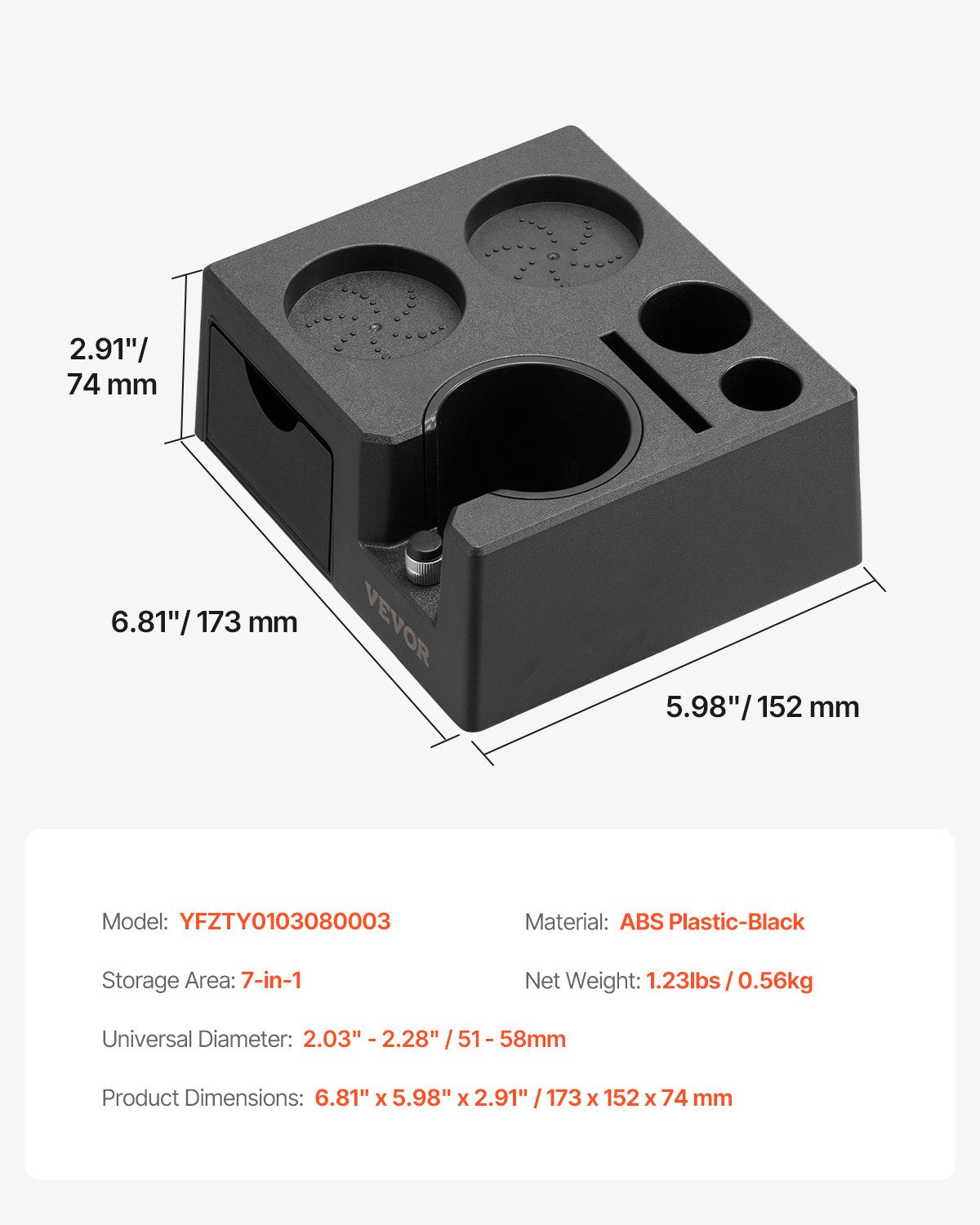 VEVOR ABS Espresso Tamping Station 51-58 mm Station with Detachable Slot