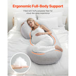 Pregnancy Pillow, C-Shaped Full Body Maternity Pillow, Ultra-Soft and Breathable Pregnant Support Pillows with Removable & Washable Cover, Perfect for Back, Belly, Hip, Legs Relief