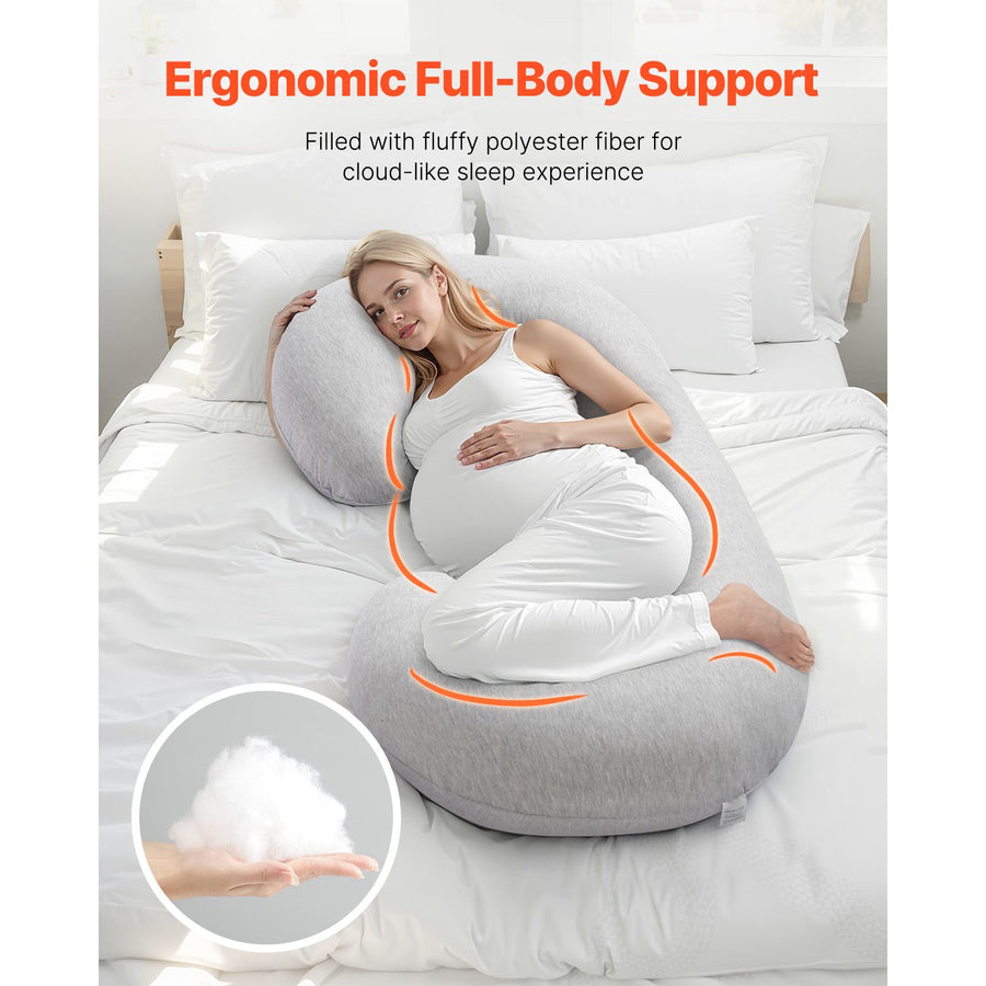Pregnancy Pillow, C-Shaped Full Body Maternity Pillow, Ultra-Soft and Breathable Pregnant Support Pillows with Removable & Washable Cover, Perfect for Back, Belly, Hip, Legs Relief