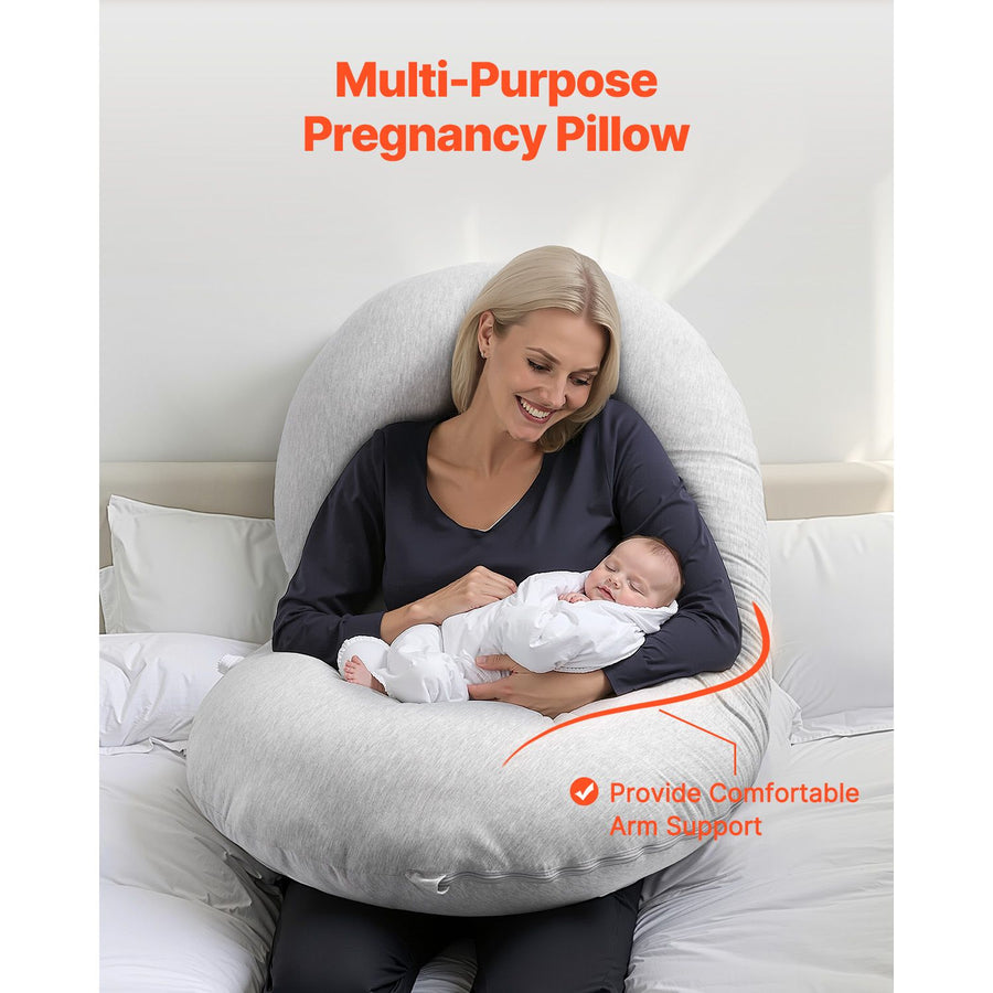 Pregnancy Pillow, C-Shaped Full Body Maternity Pillow, Ultra-Soft and Breathable Pregnant Support Pillows with Removable & Washable Cover, Perfect for Back, Belly, Hip, Legs Relief