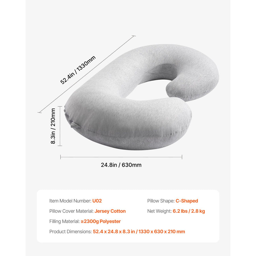 Pregnancy Pillow, C-Shaped Full Body Maternity Pillow, Ultra-Soft and Breathable Pregnant Support Pillows with Removable & Washable Cover, Perfect for Back, Belly, Hip, Legs Relief
