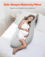 VEVOR Pregnancy Pillows L-Shaped Pregnant Maternity Pillow Soft & Breathable - Front View