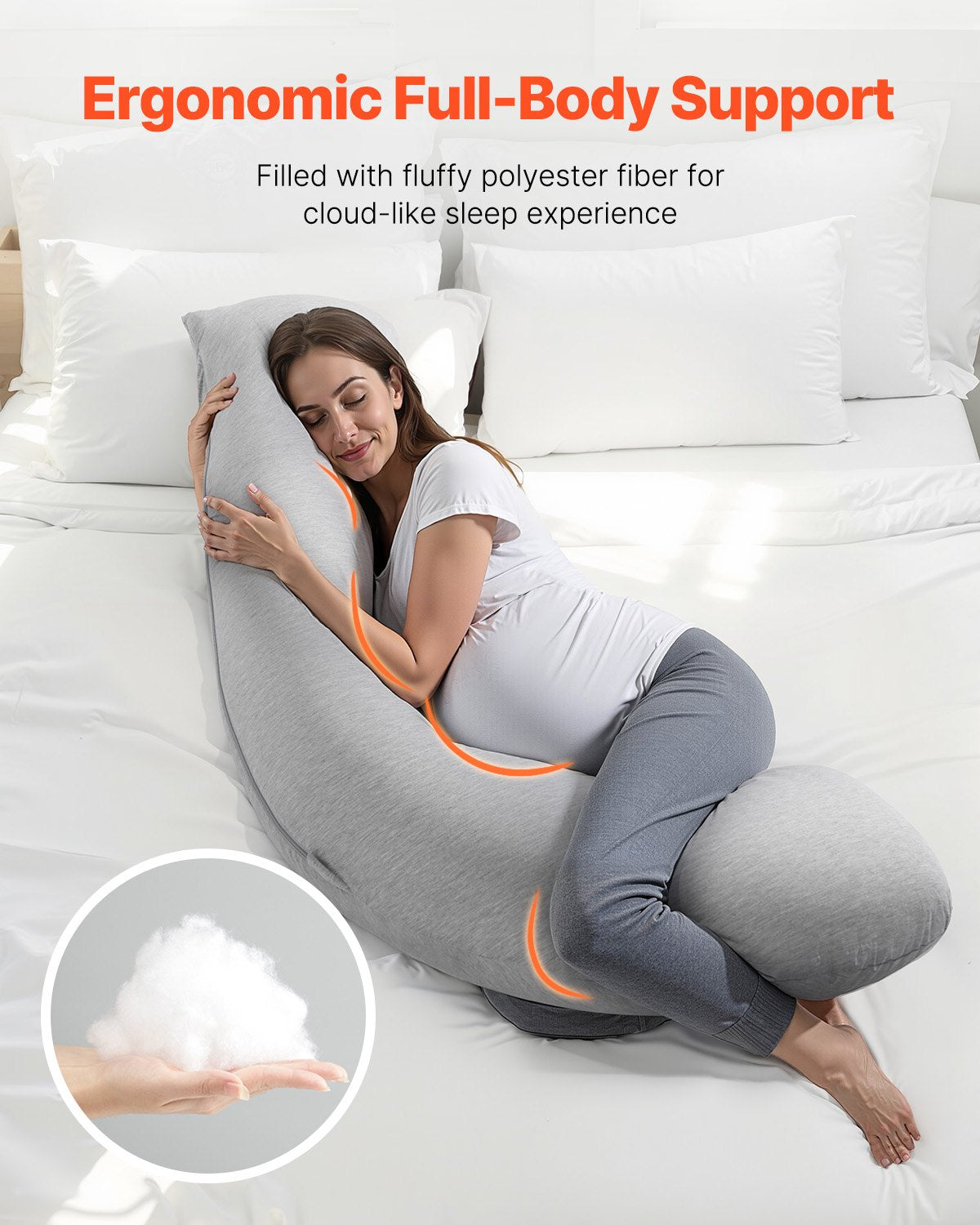 VEVOR Pregnancy Pillows L-Shaped Pregnant Maternity Pillow Soft & Breathable