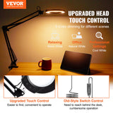 VEVOR Magnifying Glass with Light and Stand, 5X Magnifying Lamp, 4.3" Glass Lens, Base and Clamp 2-in-1 Desk Magnifier with Light, 64 LED Lights 5