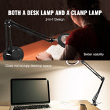 VEVOR Magnifying Glass with Light and Stand, 5X Magnifying Lamp, 4.3" Glass Lens, Base and Clamp 2-in-1 Desk Magnifier with Light, 64 LED Lights 5