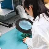 VEVOR Magnifying Glass with Light and Stand, 5X Magnifying Lamp, 4.3" Glass Lens, Base and Clamp 2-in-1 Desk Magnifier with Light, 64 LED Lights 5