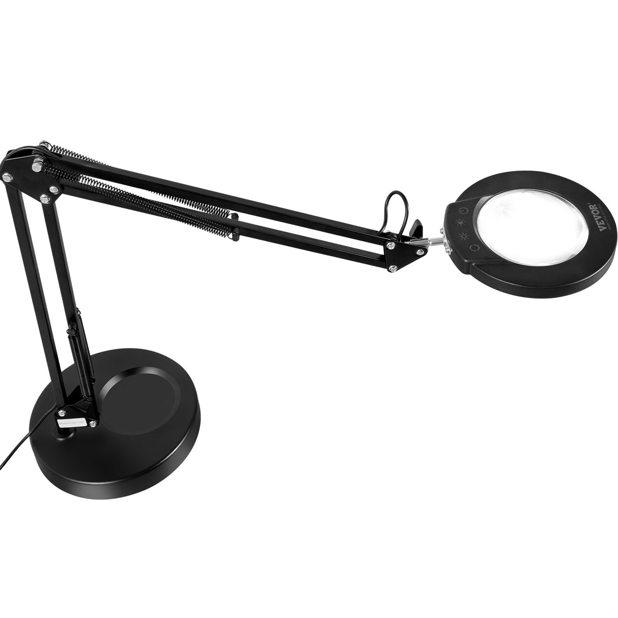 VEVOR Magnifying Glass with Light and Stand, 5X Magnifying Lamp, 4.3" Glass Lens, Base and Clamp 2-in-1 Desk Magnifier with Light, 64 LED Lights 5