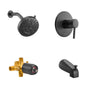 Tub and Shower Faucet Set, Complete with 127 mm Rainfall Shower Head and Bathtub Spout, 8-Setting Adjustable Spray, Single-Handle Tub Trim Kit with Brass Pressure Balancing Valve, Matte Black
