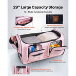 Dance Bag with Garment Rack, 736.6 mm Rolling Dance Duffel, with Wheels, USB Port, Height Adjustable Clothes Rack, Privacy Protection Curtain, Ideal for Travel and Competitions, Matte Pink
