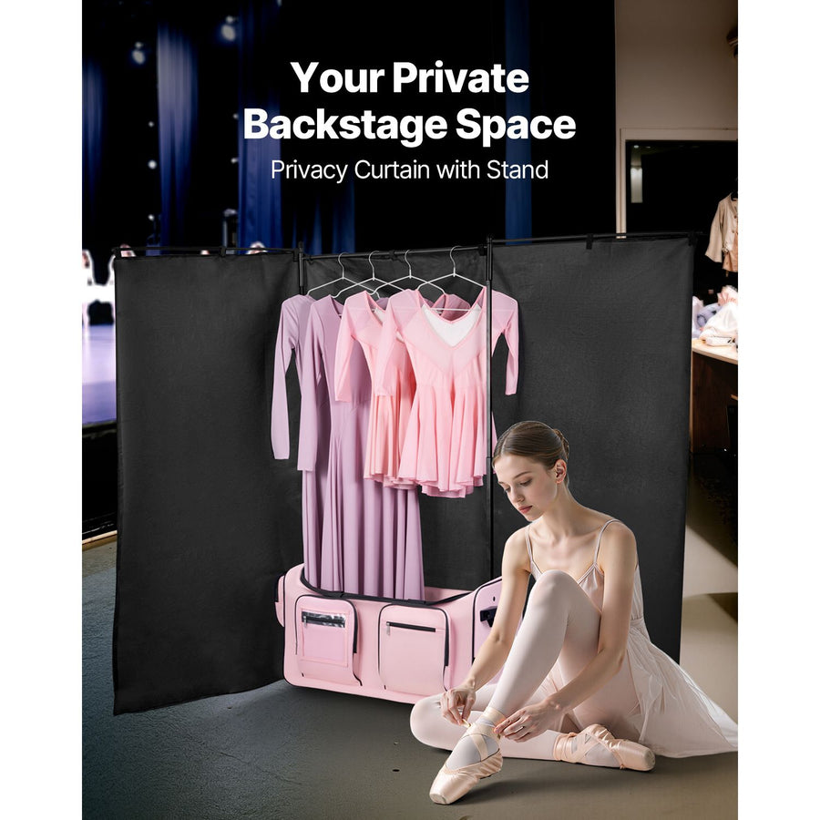 Dance Bag with Garment Rack, 736.6 mm Rolling Dance Duffel, with Wheels, USB Port, Height Adjustable Clothes Rack, Privacy Protection Curtain, Ideal for Travel and Competitions, Matte Pink