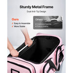 Dance Bag with Garment Rack, 736.6 mm Rolling Dance Duffel, with Wheels, USB Port, Height Adjustable Clothes Rack, Privacy Protection Curtain, Ideal for Travel and Competitions, Matte Pink