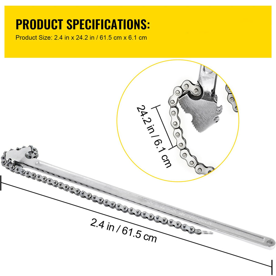 24 Inch Pipe Chain Wrench Heavy Duty 6.7 Inch Chain Wrench