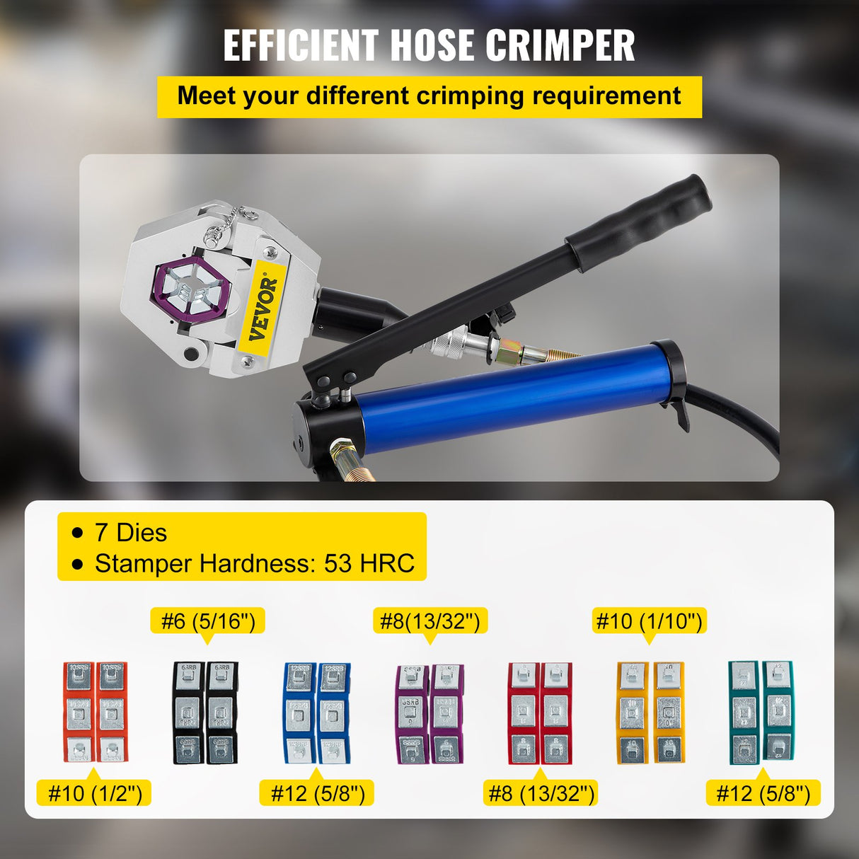 Separable Hydraulic Hose Crimper 7 Dies With Aluminum Pump A/C Air Condtioning Handheld Crimping Set