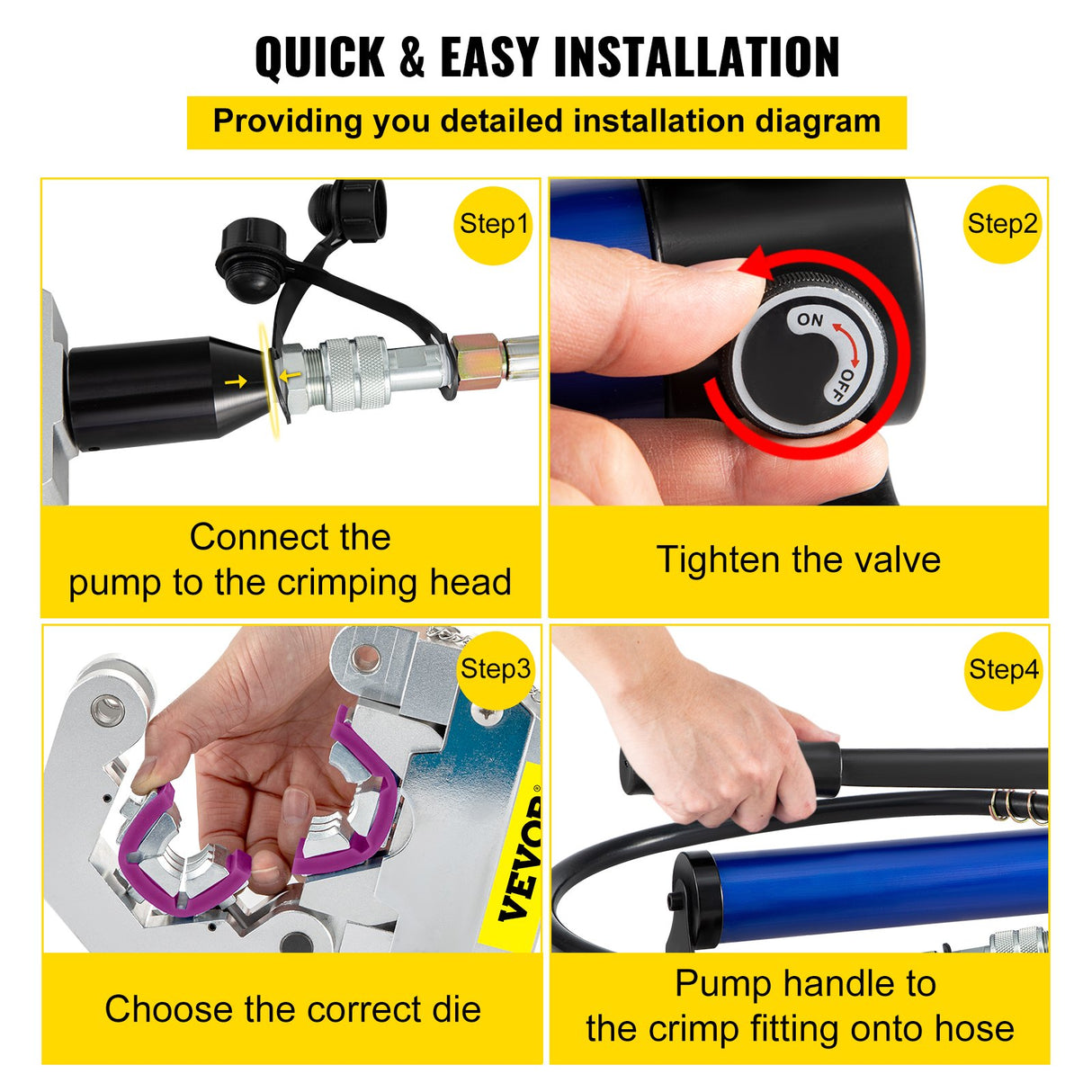 Separable Hydraulic Hose Crimper 7 Dies With Aluminum Pump A/C Air Condtioning Handheld Crimping Set