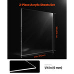Plexiglass Acrylic Sheet, 2-Pack Plastic Sheets, 610 x 914 mm 6 mm Thick Clear Plastic Cast Transparent Glass for Crafting Projects, Replacement Picture Frame Glass, DIY Display, Easy to Cut