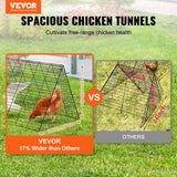 VEVOR Chicken Tunnels, 729 x 200 x 61.5cm(LxWxH) Chicken Tunnels for Yard, Portable Chicken Tunnels for Outside with Corner Frames, 2 Sets, Suitable