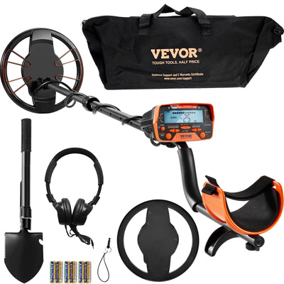 VEVOR Metal Detector for Adults&Kids, 250mm, Professional Adjustable Higher Accuracy Gold Detector, IP68 Waterproof Coil with LCD Display 7 Modes
