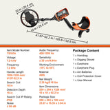 VEVOR Metal Detector for Adults&Kids, 250mm, Professional Adjustable Higher Accuracy Gold Detector, IP68 Waterproof Coil with LCD Display 7 Modes Advanced DSP Chip, for Detecting Gold Treasure Hunting - Close-Up Angle