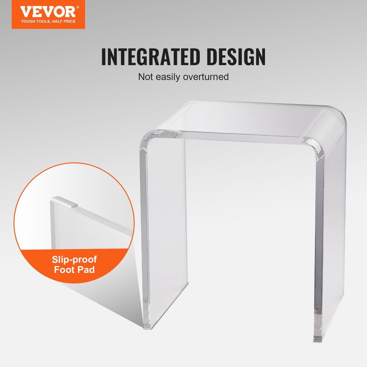 VEVOR Acrylic End Table, C-Shaped Lucite Side Table, Clear Acrylic Side Table for Drink, Food, Snack used in Living Room, Bedroom, and Study