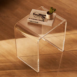 VEVOR Acrylic End Table, C-Shaped Lucite Side Table, Clear Acrylic Side Table for Drink, Food, Snack used in Living Room, Bedroom, and Study - Low Angle