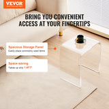 VEVOR Acrylic End Table, 2 pcs C-Shaped Lucite Side Tables, Clear Acrylic Side Table for Drink, Food, Snack used in Living Room, Bedroom, and Study - Front View