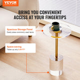 VEVOR Clear Acrylic End Table, Acrylic Side Table with a Solid Base, 11.9 x 11.9 inch Round Tabletop, 21.4 inch High, for Coffee, Drink, Food, Snack used in Living Room, Bedroom, and Study - Front View