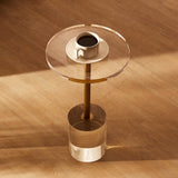 VEVOR Clear Acrylic End Table, Acrylic Side Table with a Solid Base, 11.9 x 11.9 inch Round Tabletop, 21.4 inch High, for Coffee, Drink, Food, Snack used in Living Room, Bedroom, and Study - Low Angle