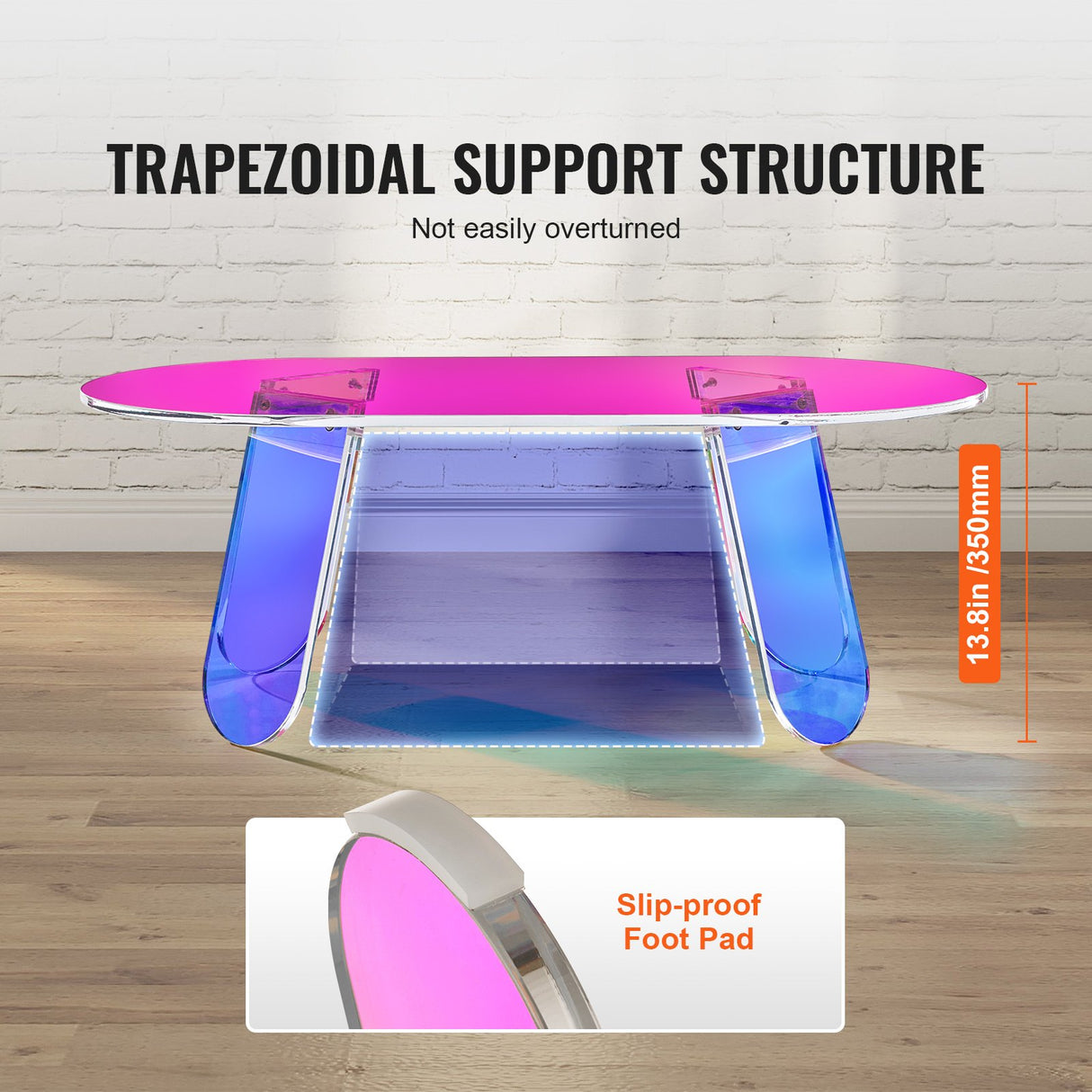 VEVOR Acrylic Coffee Table, Iridescent Acrylic End Table, 13.8 inch high Colorful Acrylic Side Table, for Coffee, Drink, Food, Snack used in Living