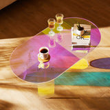 VEVOR Acrylic Coffee Table, Iridescent Acrylic End Table, 13.8 inch high Colorful Acrylic Side Table, for Coffee, Drink, Food, Snack used in Living Room, Courtyard, Terrace - Low Angle