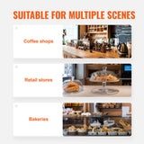Pastry Display Case, 2-Tier Commercial Countertop Bakery Display Case, Acrylic Display Box with Rear Door Access & Removable Shelves, Keep Fresh for Donut Bagels Cake Cookie - Rear View