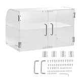 Pastry Display Case, 2-Tier Commercial Countertop Bakery Display Case, Acrylic Display Box with Rear Door Access & Removable Shelves, Keep Fresh for Donut Bagels Cake Cookie