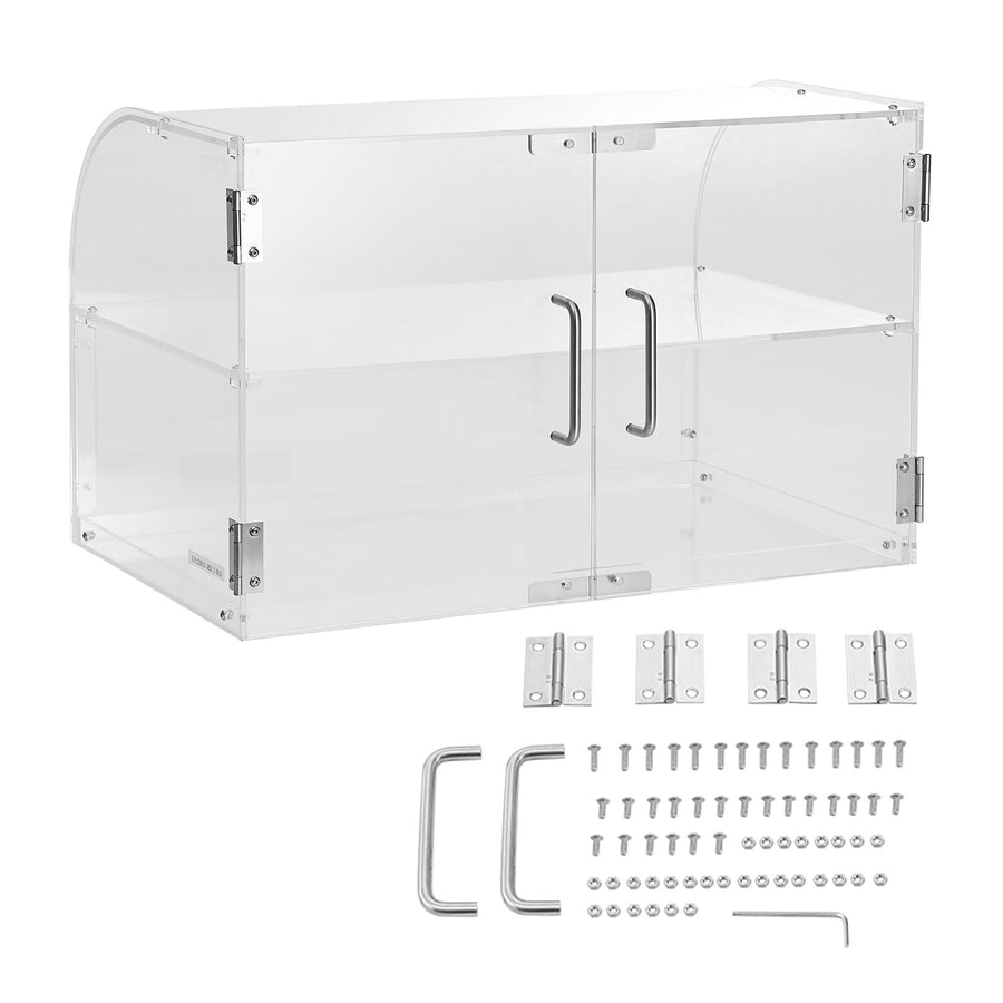 Pastry Display Case, 2-Tier Commercial Countertop Bakery Display Case, Acrylic Display Box with Rear Door Access & Removable Shelves, Keep Fresh for Donut Bagels Cake Cookie