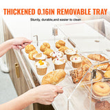 Pastry Display Case, 2-Tier Commercial Countertop Bakery Display Case, Acrylic Display Box with Rear Door Access & Removable Shelves, Keep Fresh for Donut Bagels Cake Cookie - Side View