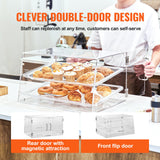 Pastry Display Case, 2-Tier Commercial Countertop Bakery Display Case, Acrylic Display Box with Rear Door Access & Removable Shelves, Keep Fresh for Donut Bagels Cake Cookie - 45-Degree Angle