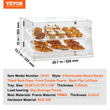 Pastry Display Case, 2-Tier Commercial Countertop Bakery Display Case, Acrylic Display Box with Rear Door Access & Removable Shelves, Keep Fresh for Donut Bagels Cake Cookie - Close-Up Angle