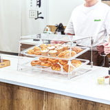 Pastry Display Case, 2-Tier Commercial Countertop Bakery Display Case, Acrylic Display Box with Rear Door Access & Removable Shelves, Keep Fresh for Donut Bagels Cake Cookie - Low Angle