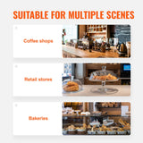 VEVOR Pastry Display Case, 3-Tier Commercial Countertop Bakery Display Case, Acrylic Display Box with Rear Door Access & Removable Shelves, Keep Fresh for Donut Bagels Cake Cookie - Rear View