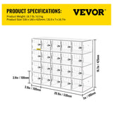 VEVOR Acrylic Cell Phone Locker Box Storage Cabinet Pocket w/Keys 20 Slots Clear - Close-Up Angle