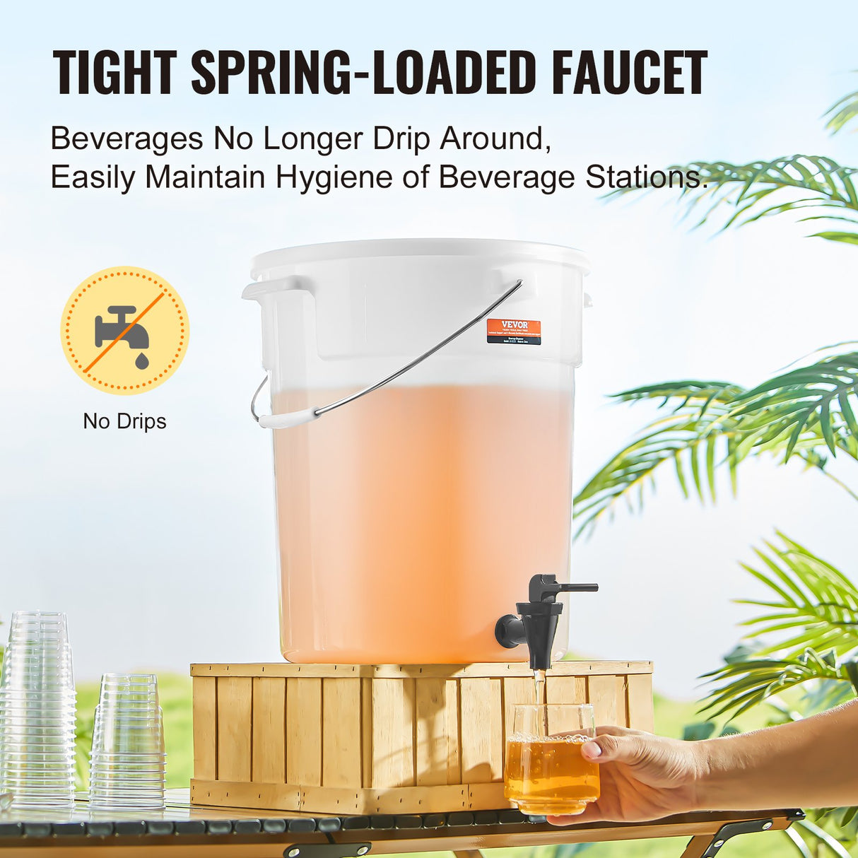 VEVOR Beverage Dispenser, 5 Gallon Drink Dispensers for Parties, Plastic Juice Dispenser with Spigot and Lid, Iced Tea Lemonade Juice Water Dispenser,