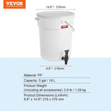 VEVOR Beverage Dispenser, 5 Gallon Drink Dispensers for Parties, Plastic Juice Dispenser with Spigot and Lid, Iced Tea Lemonade Juice Water Dispenser,