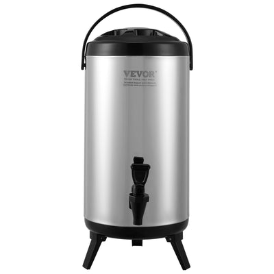 VEVOR Stainless Steel Insulated Beverage Dispenser, 9.2 Liter, Thermal Hot and Cold Drink Server Dispenser with Spigot Handle, Food-grade for Hot Tea