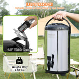 VEVOR Stainless Steel Insulated Beverage Dispenser, 9.2 Liter, Thermal Hot and Cold Drink Server Dispenser with Spigot Handle, Food-grade for Hot Tea Coffee Water Restaurant Drink Shop - Rear View